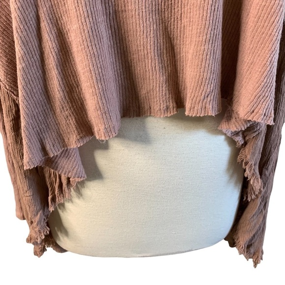Free People NWT Ribbed Mauve Oversized Long Sleeve High Low Shirt - Picture 4 of 9
